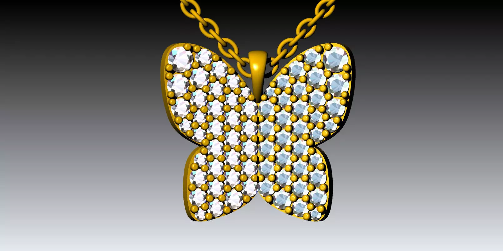 Butterfly diamond pendant  3D print model_0