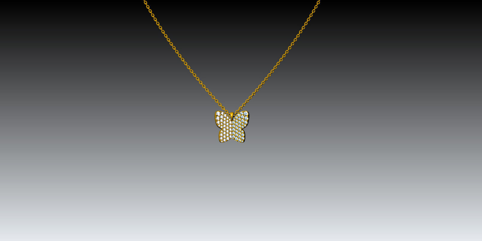 Butterfly diamond pendant  3D print model_1