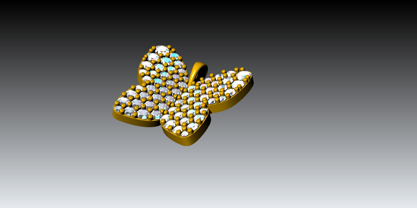 Butterfly diamond pendant  3D print model_2