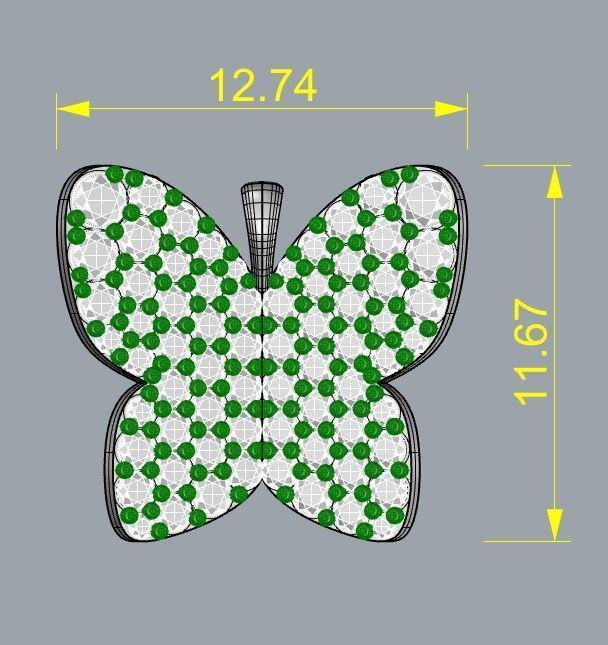 Butterfly diamond pendant  3D print model_4