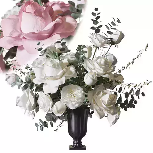 Flower Set 076 Rose white and Pink