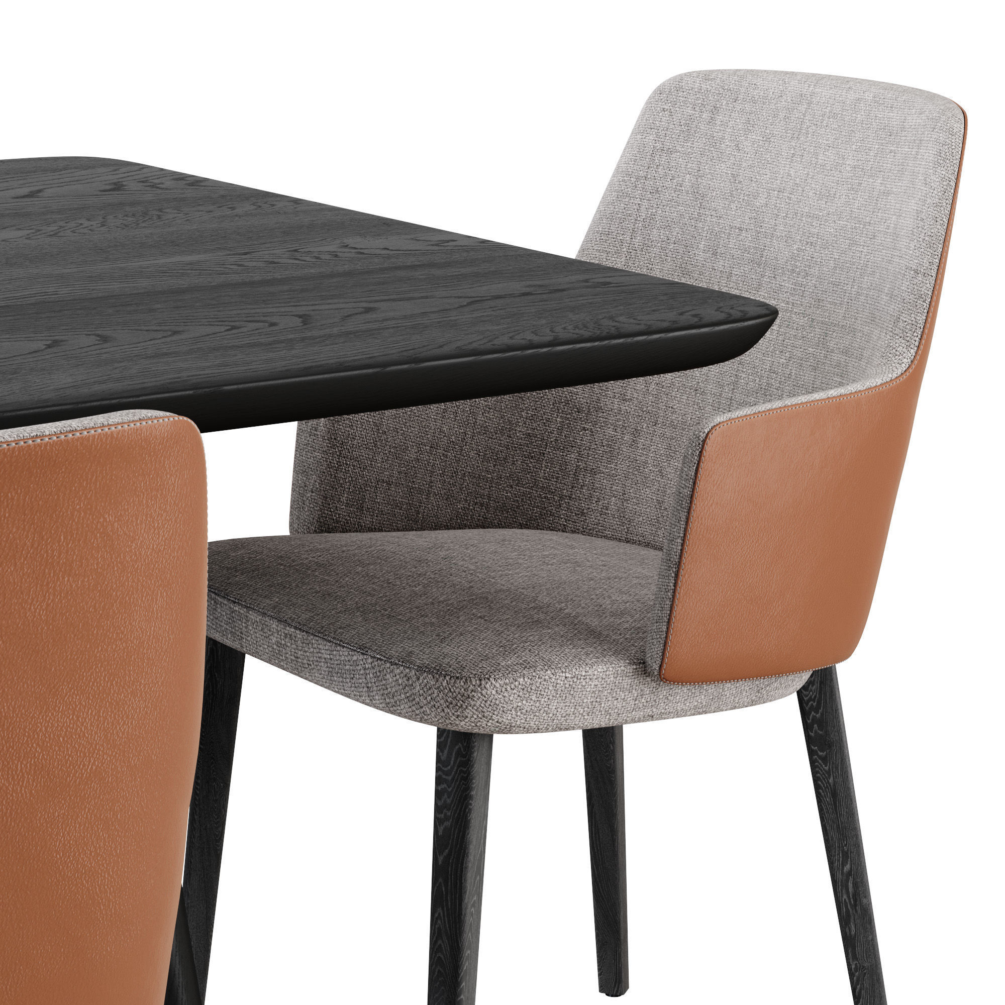 West Elm Tanner 96 inch Dining Table set 3D model_2