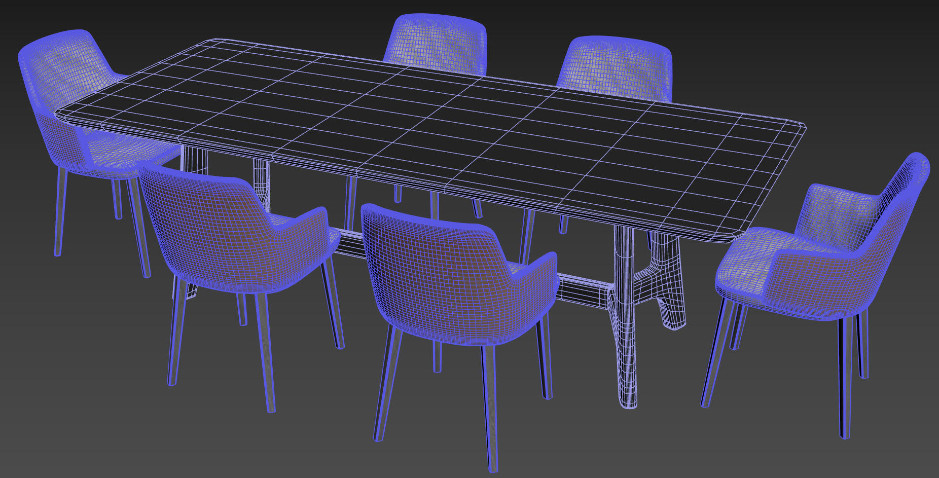 West Elm Tanner 96 inch Dining Table set 3D model_6