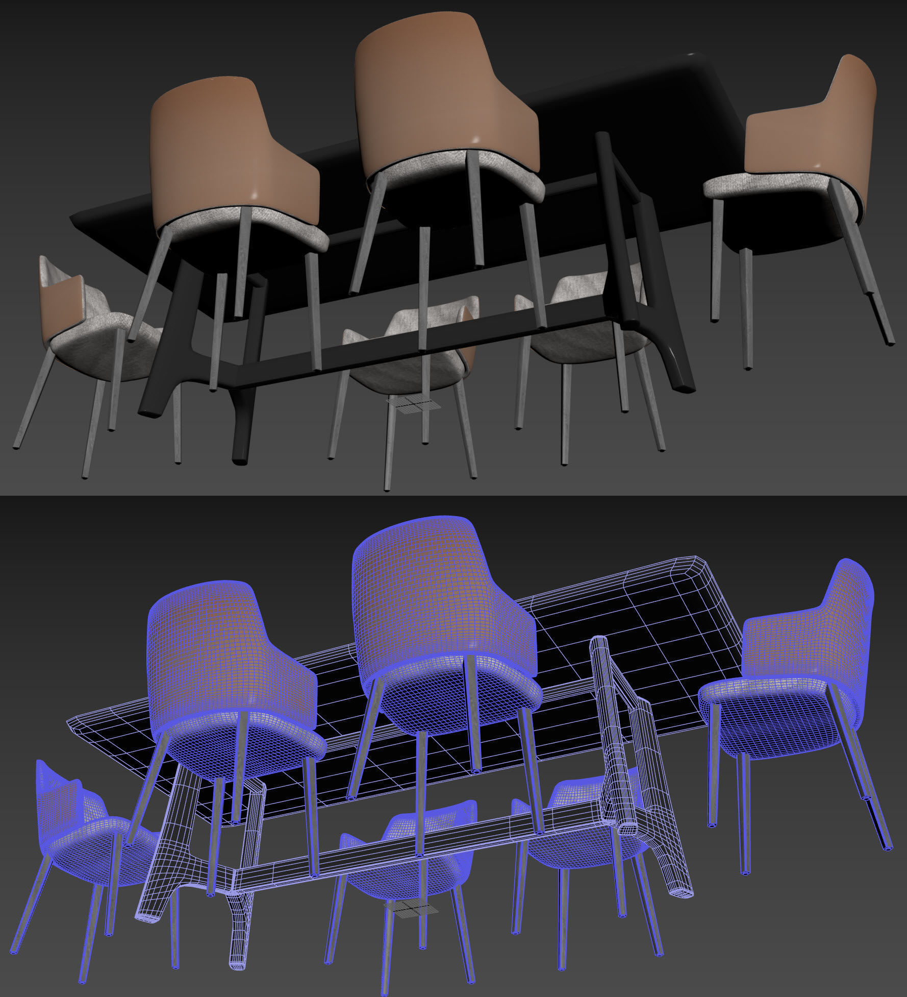 West Elm Tanner 96 inch Dining Table set 3D model_7