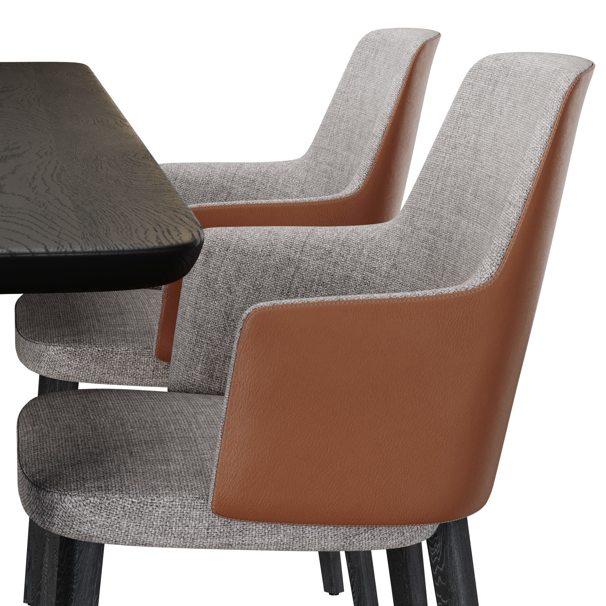 West Elm Tanner 96 inch Dining Table set 3D model_3