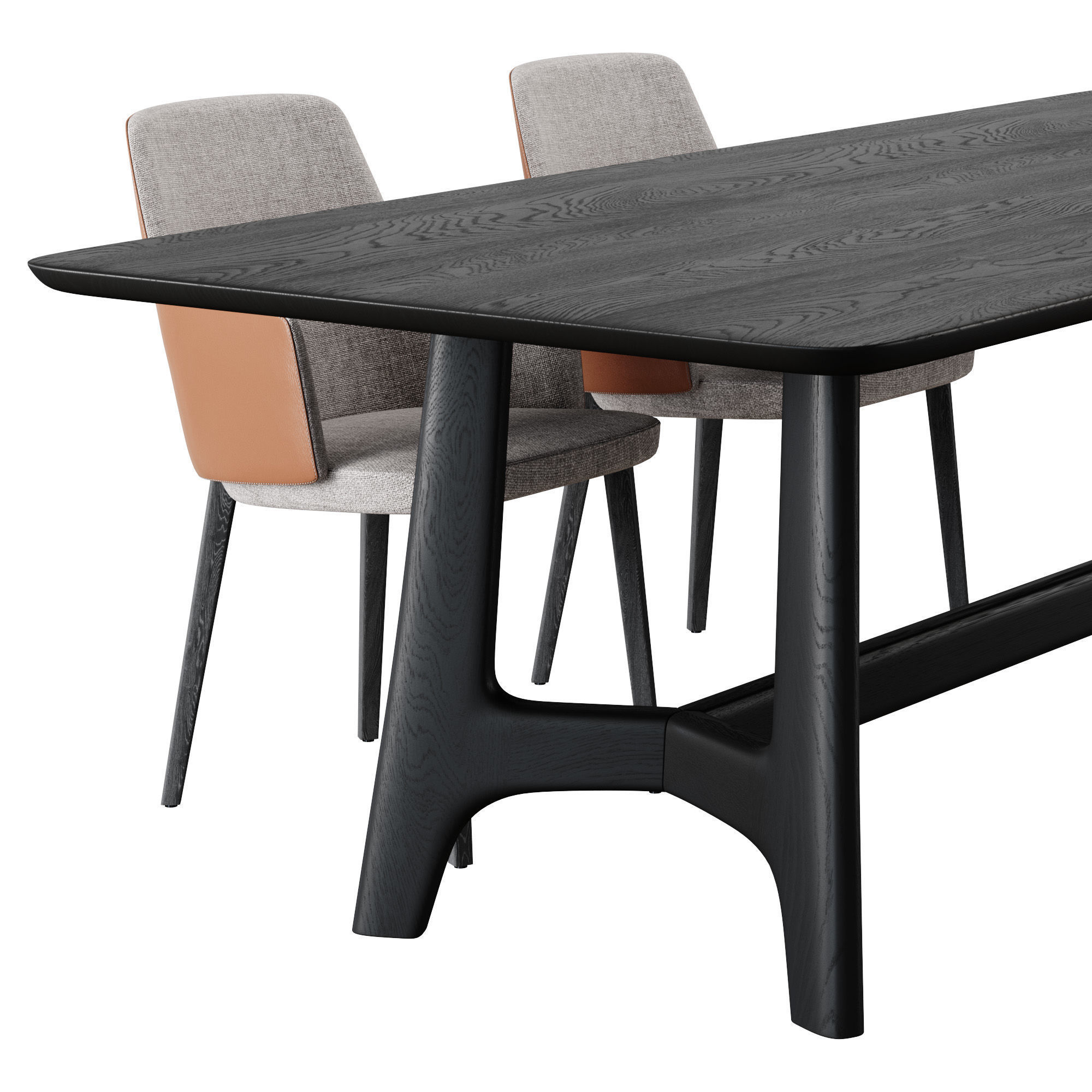 West Elm Tanner 96 inch Dining Table set 3D model_4