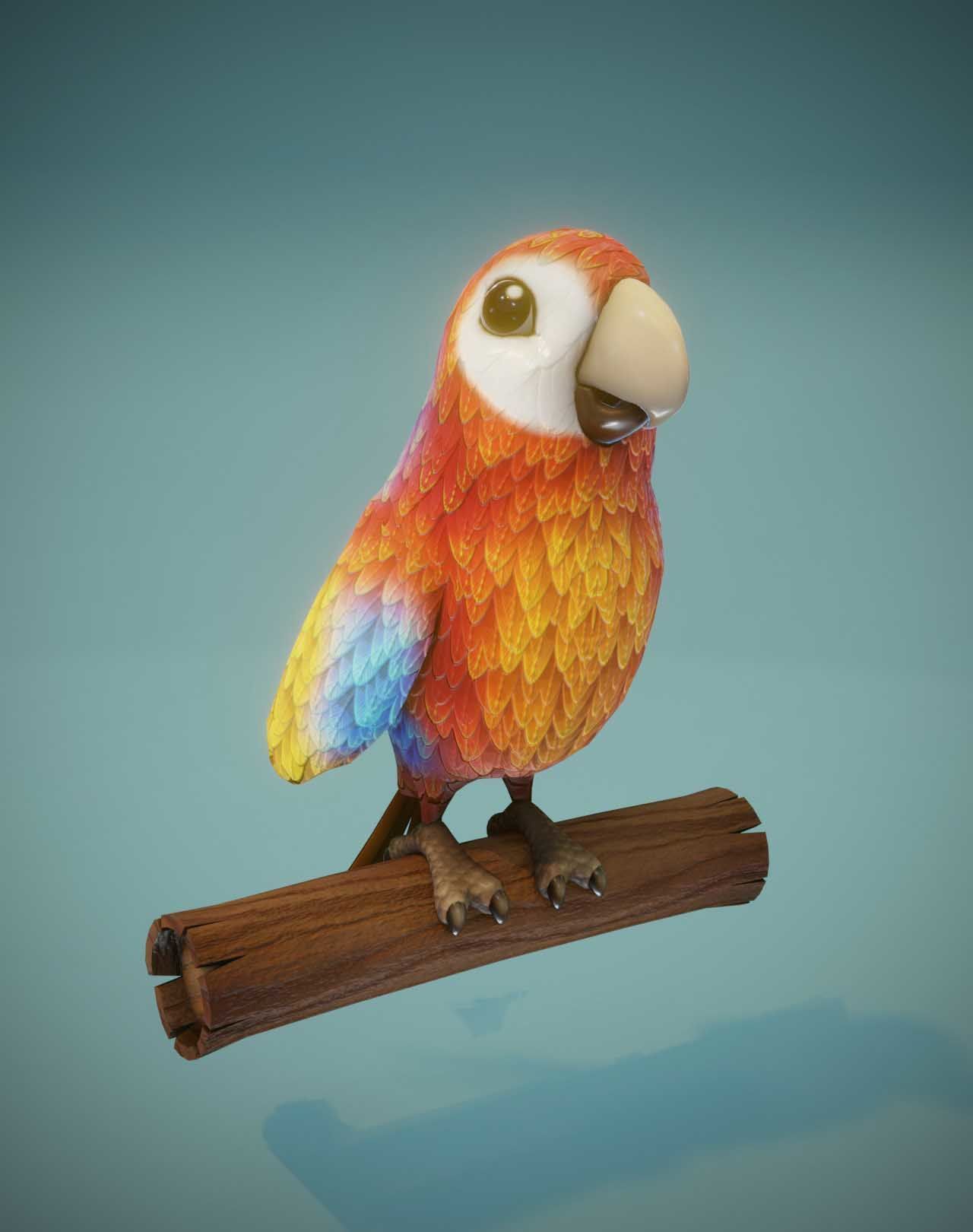 Cartoon Animated Ara Parrot and Rabbit 3D Model Collection Low-poly 3D model_3