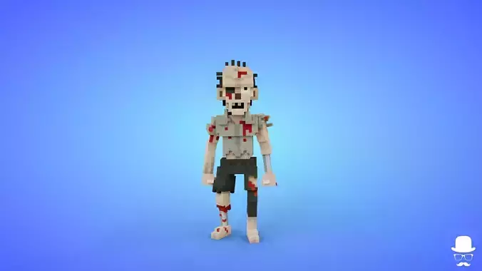 Voxel Zombie Character 2 - 3D Fantasy Game Asset Low-poly 3D model
