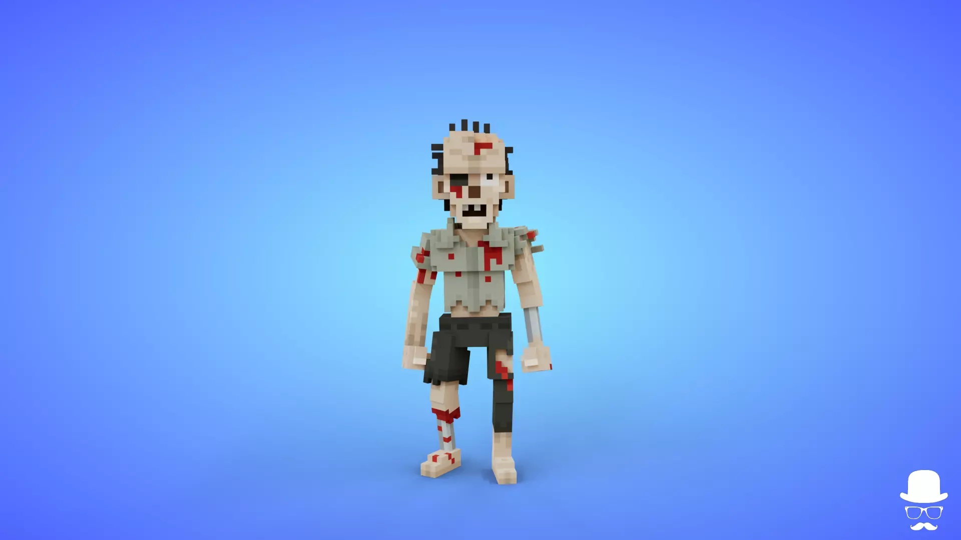 Voxel Zombie Character 2 - 3D Fantasy Game Asset Low-poly 3D model