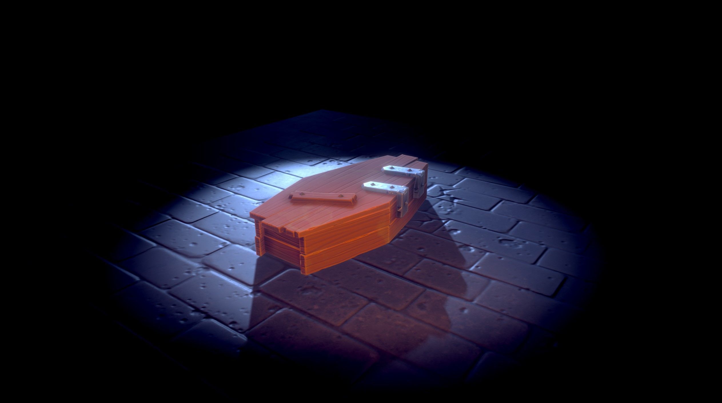Stylized Coffin Low-poly 3D model_3