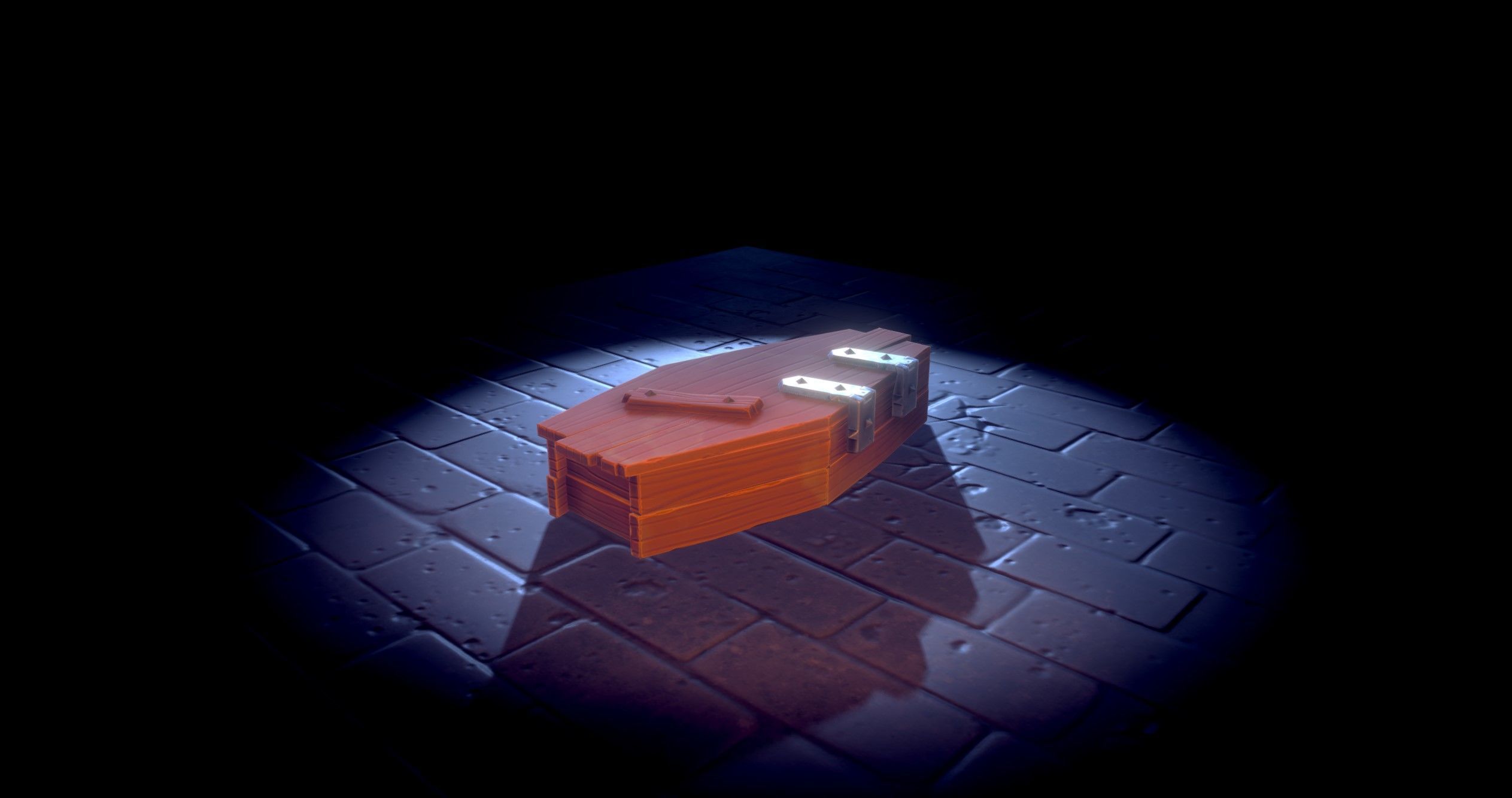 Stylized Coffin Low-poly 3D model_6