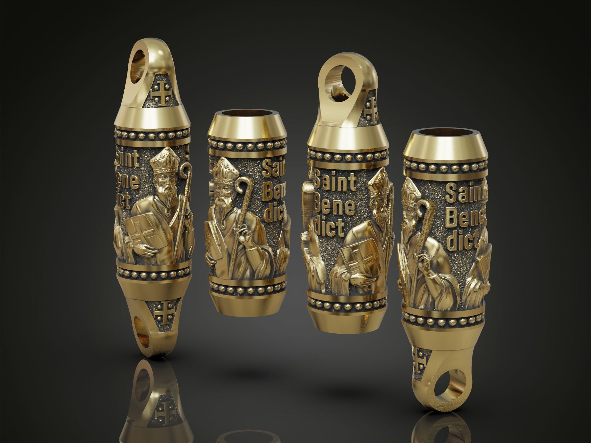 Charm bead spacer rope Saint Benedict 3D print model_1