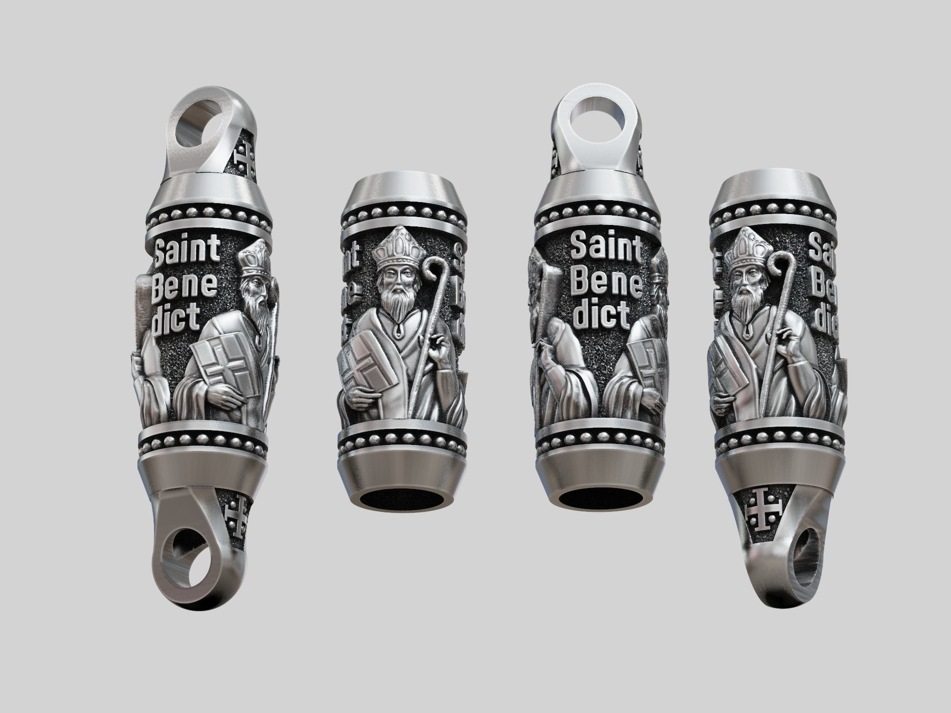 Charm bead spacer rope Saint Benedict 3D print model_5