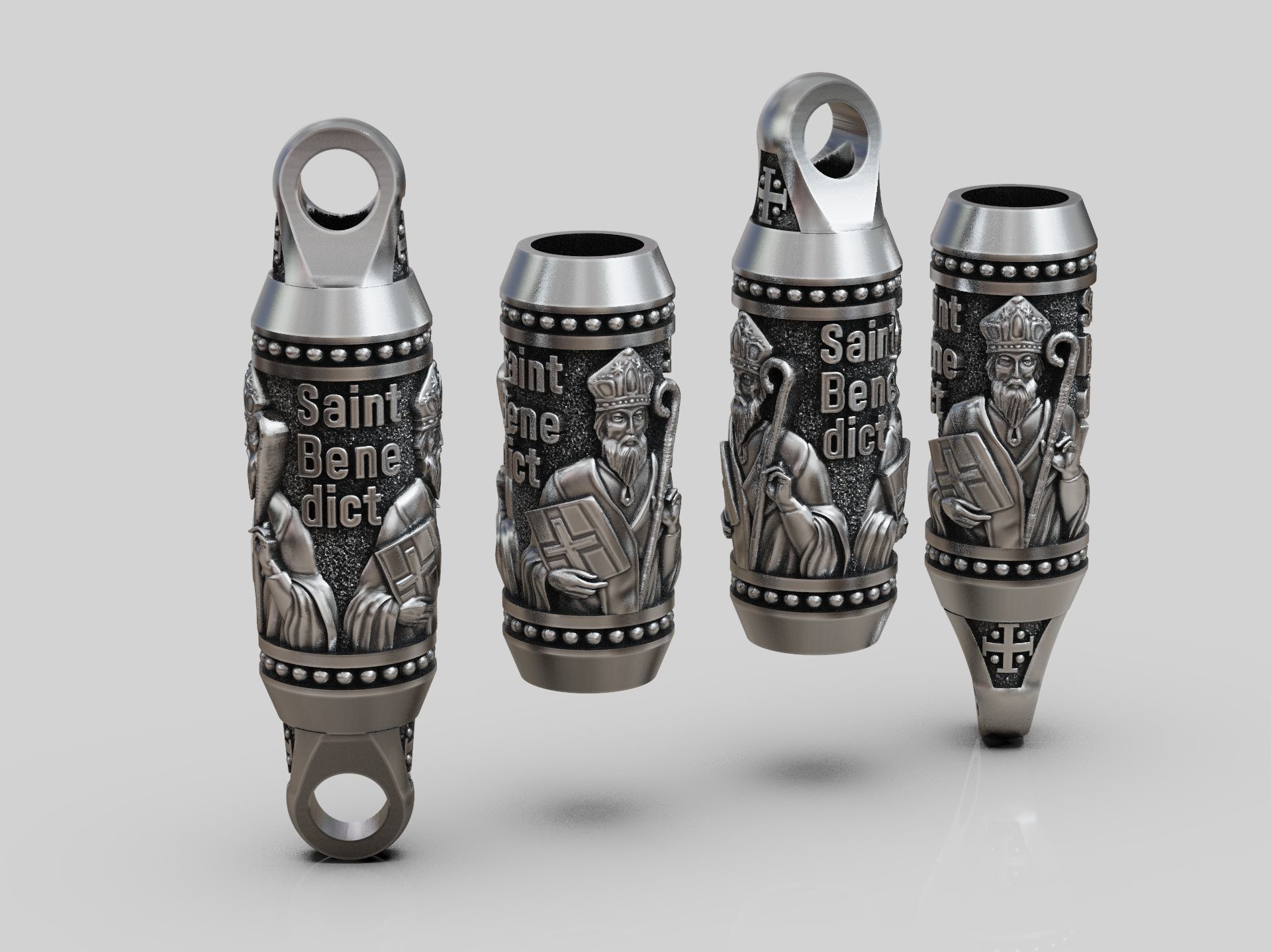 Charm bead spacer rope Saint Benedict 3D print model_6