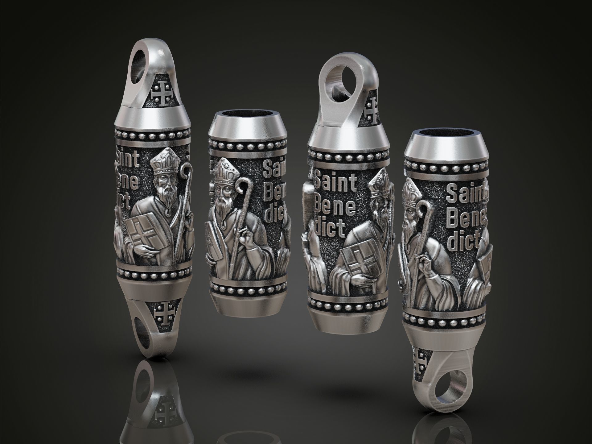 Charm bead spacer rope Saint Benedict 3D print model_2