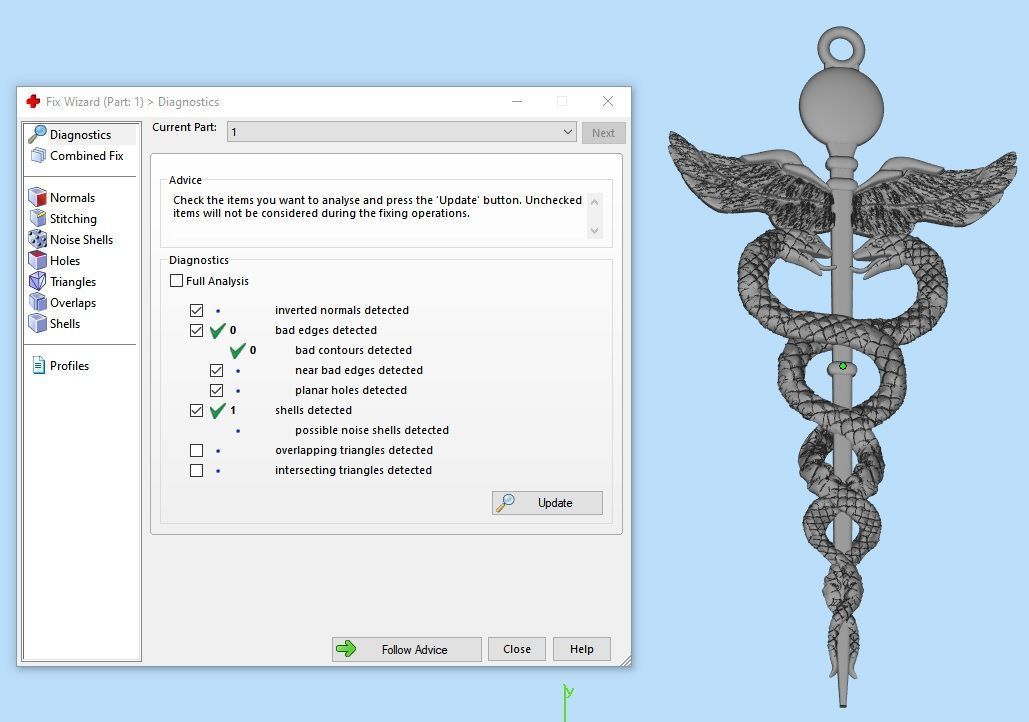 pendant caduceus 3D print model_5