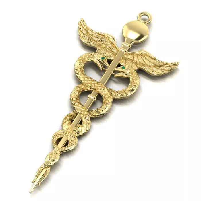 pendant caduceus 3D print model_0