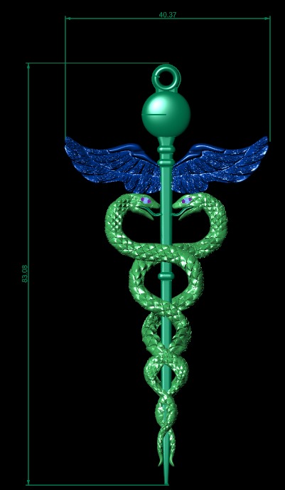 pendant caduceus 3D print model_4