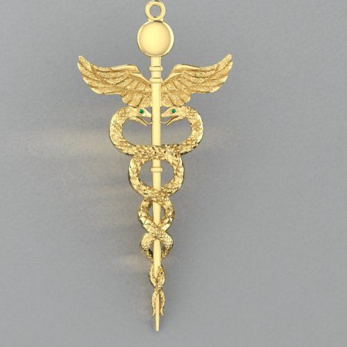 pendant caduceus 3D print model_1
