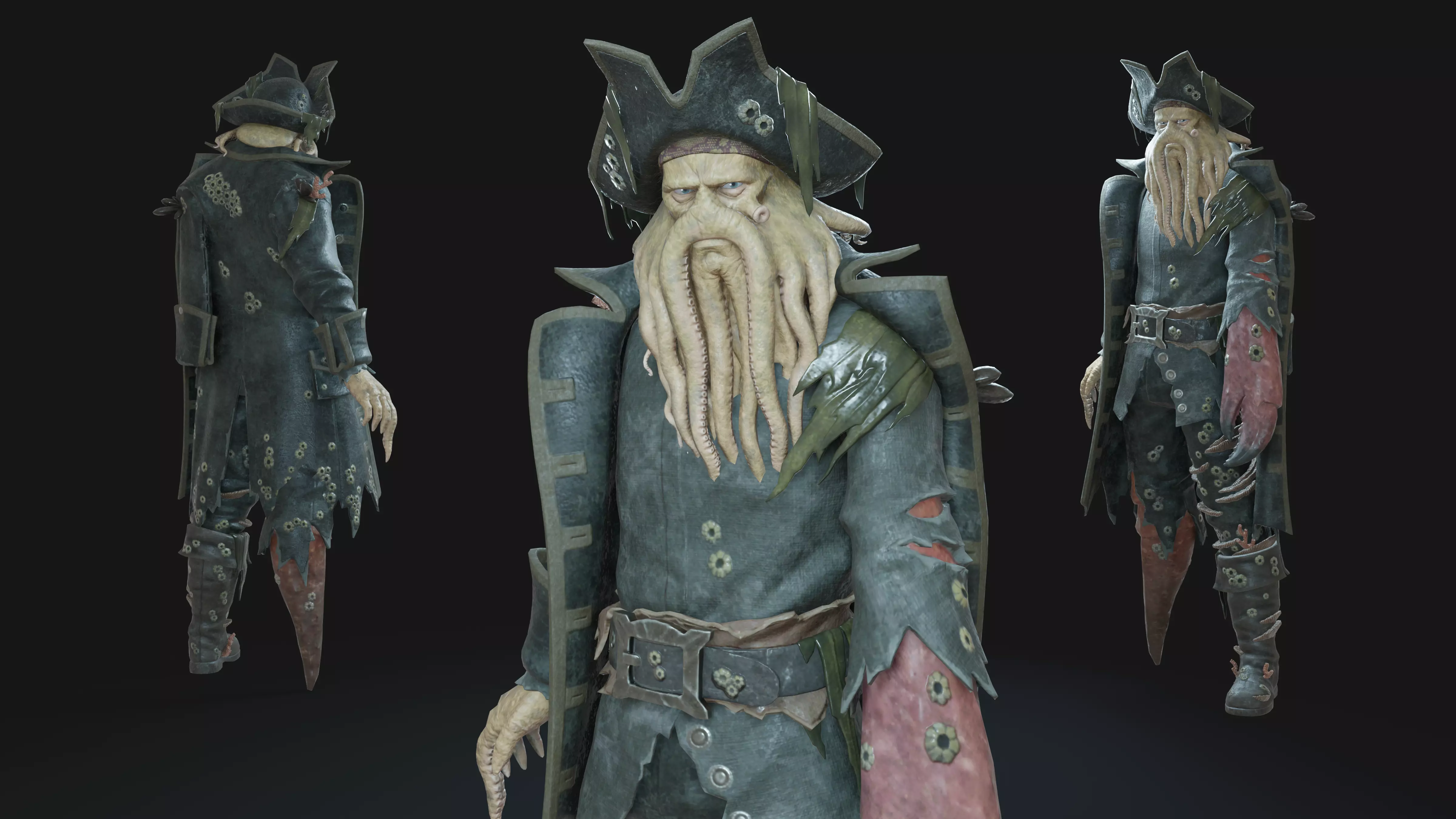 Davy Jones Low Poly Low-poly 3D model_0