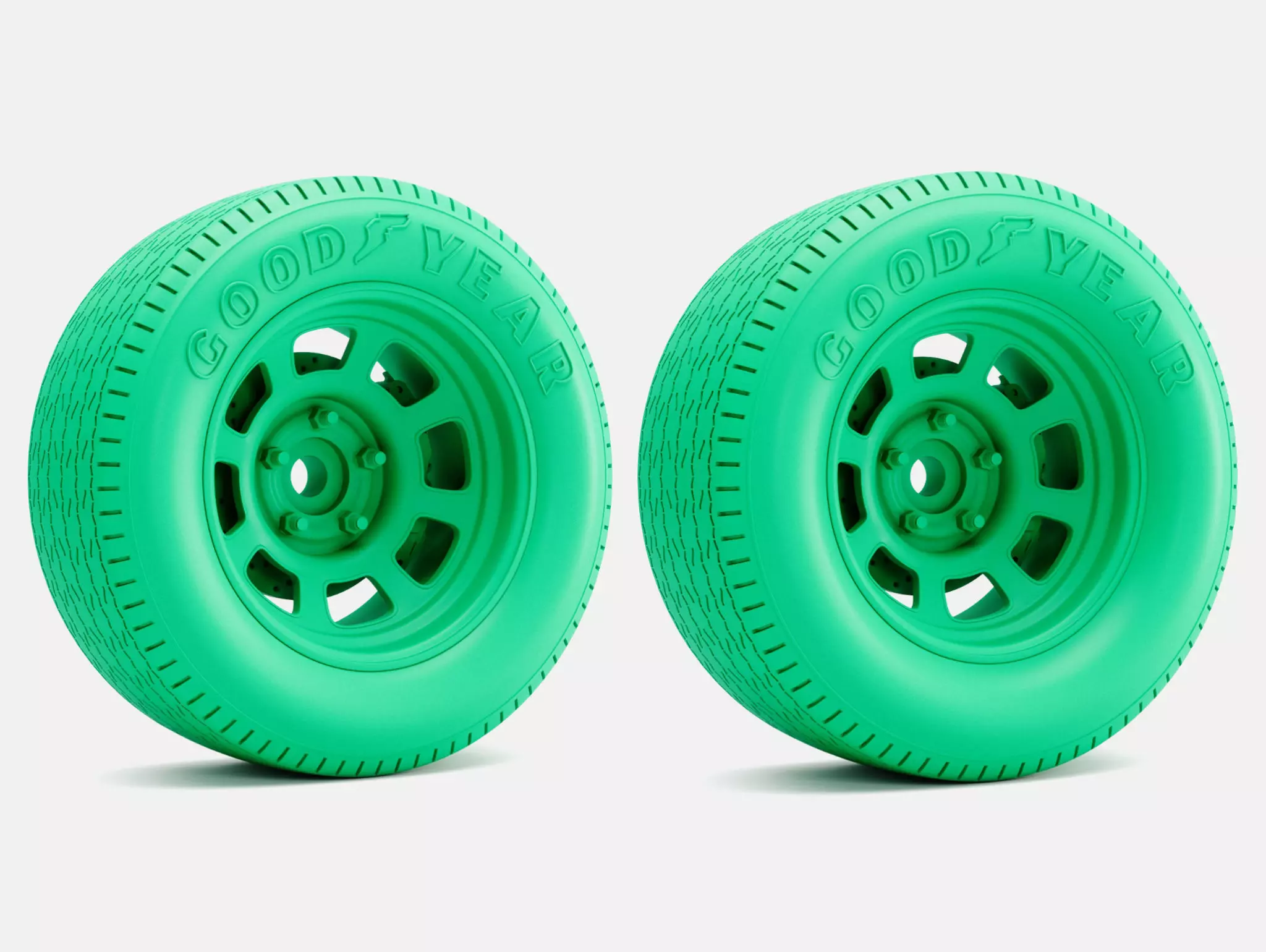 15x8 Bassett D-Hole Wheel Goodyear Blue Streak G7 Tires 3D print model