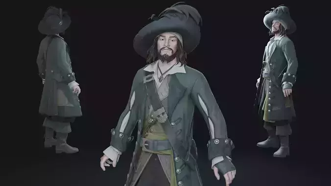 Captain Barbossa Low Poly Low-poly 3D model