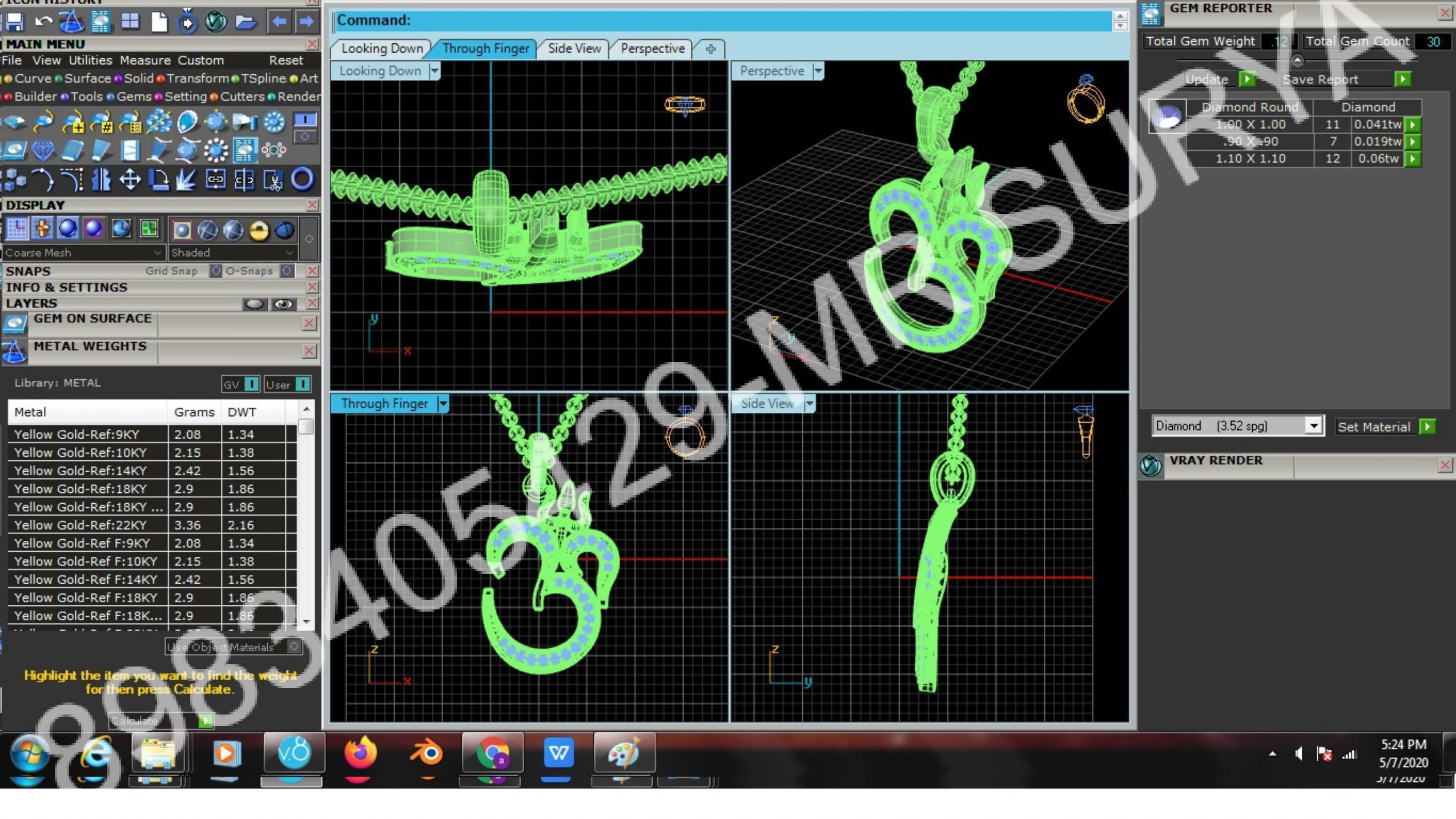 Pendant and Solitaire Rings 3D print model_25