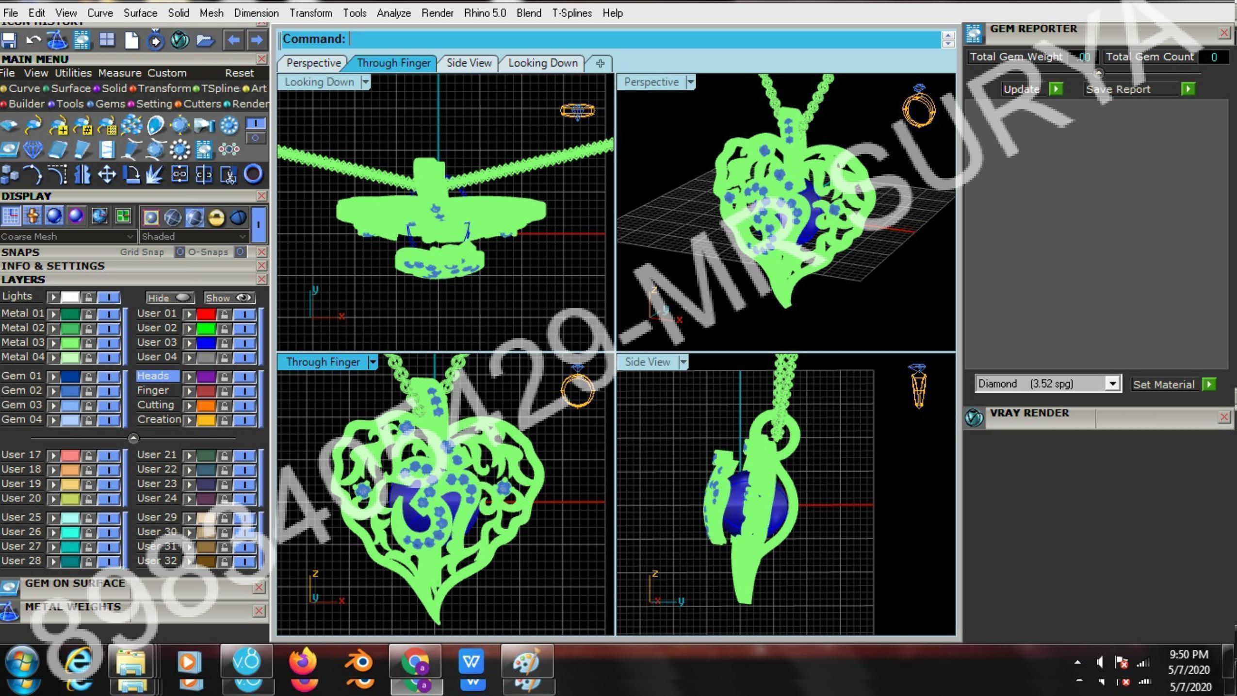 Pendant and Solitaire Rings 3D print model_5