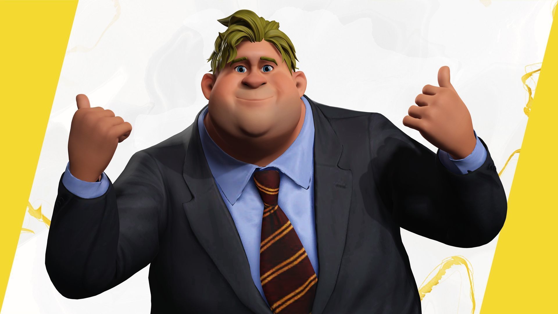 Big Cartoon Professional Businessman in Plus Size Suit 3D Low-poly 3D model_12