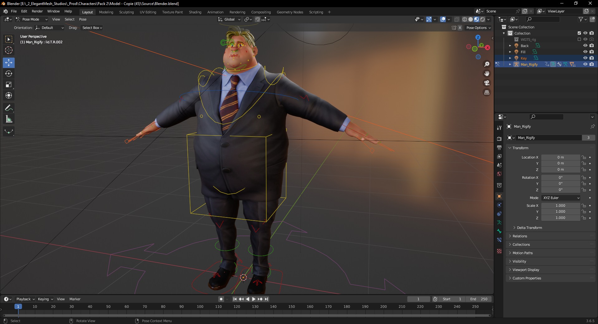 Big Cartoon Professional Businessman in Plus Size Suit 3D Low-poly 3D model_19