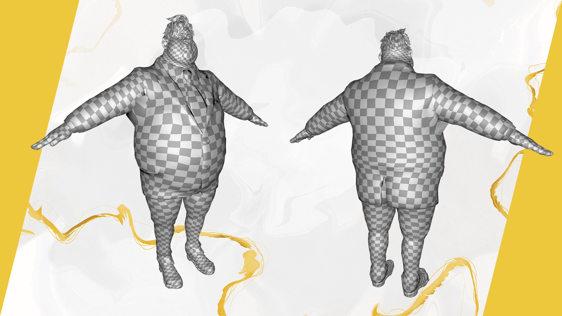 Big Cartoon Professional Businessman in Plus Size Suit 3D Low-poly 3D model_28