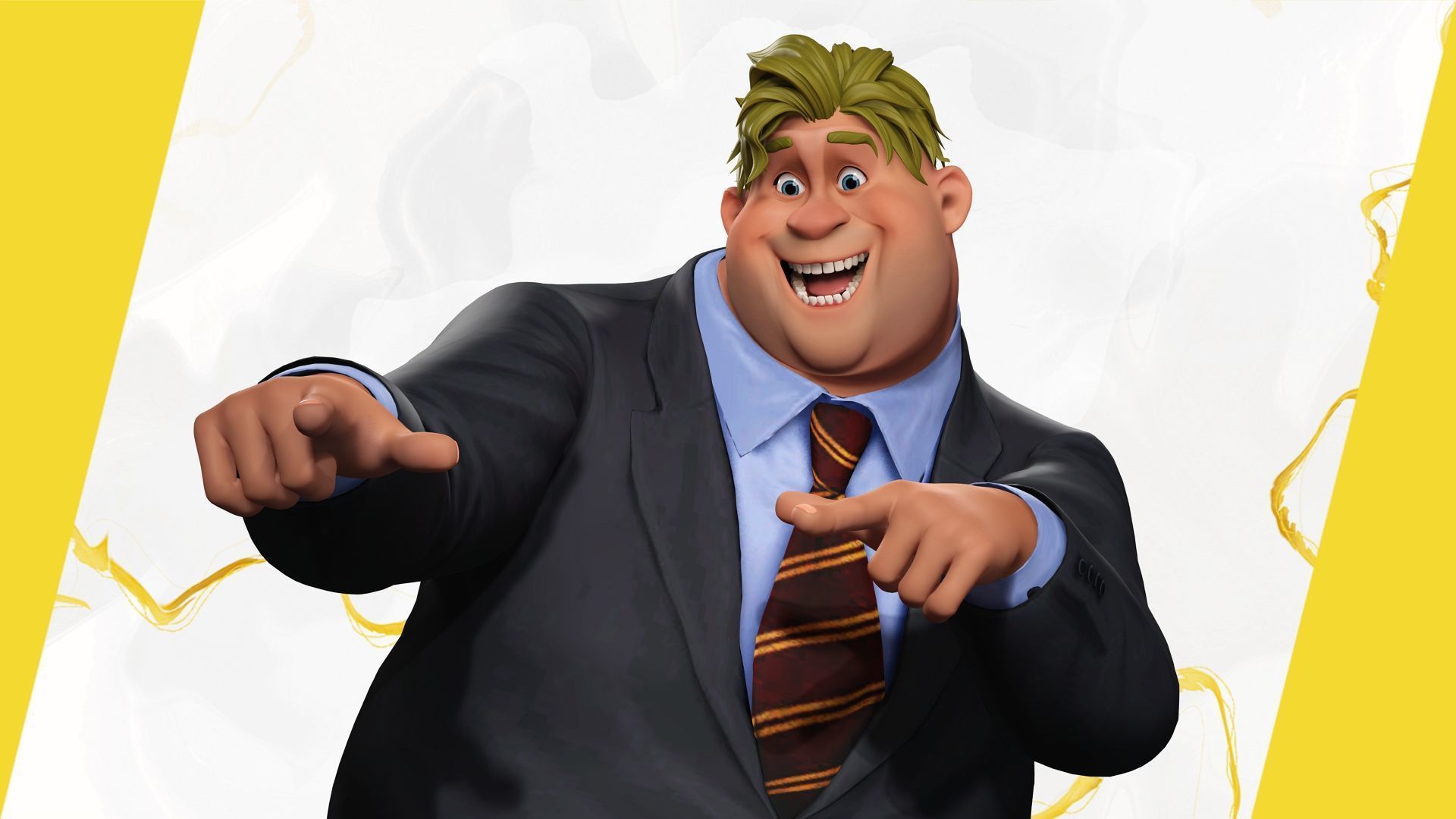 Big Cartoon Professional Businessman in Plus Size Suit 3D Low-poly 3D model_7