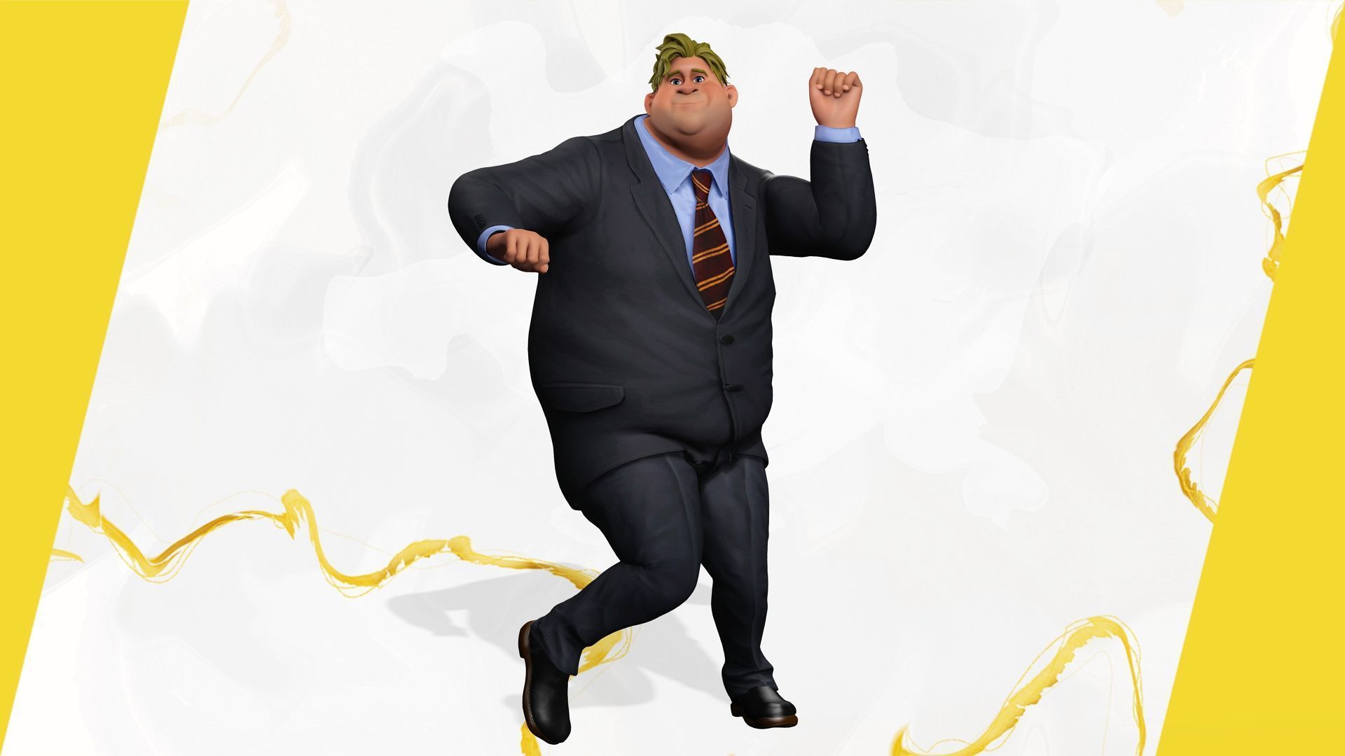 Big Cartoon Professional Businessman in Plus Size Suit 3D Low-poly 3D model_14