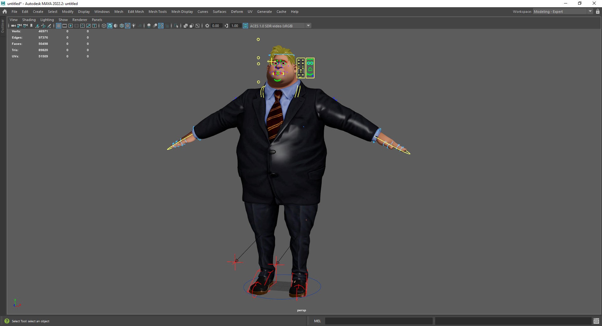 Big Cartoon Professional Businessman in Plus Size Suit 3D Low-poly 3D model_22