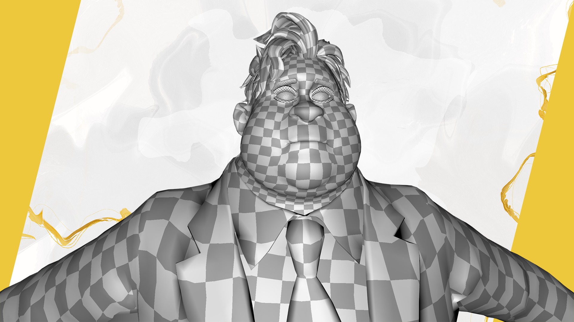 Big Cartoon Professional Businessman in Plus Size Suit 3D Low-poly 3D model_29