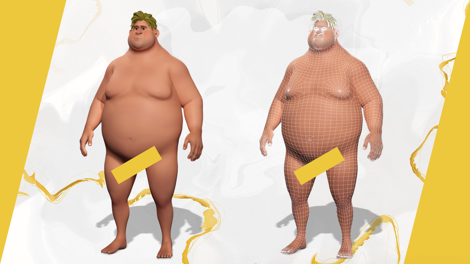 Big Cartoon Professional Businessman in Plus Size Suit 3D Low-poly 3D model_2