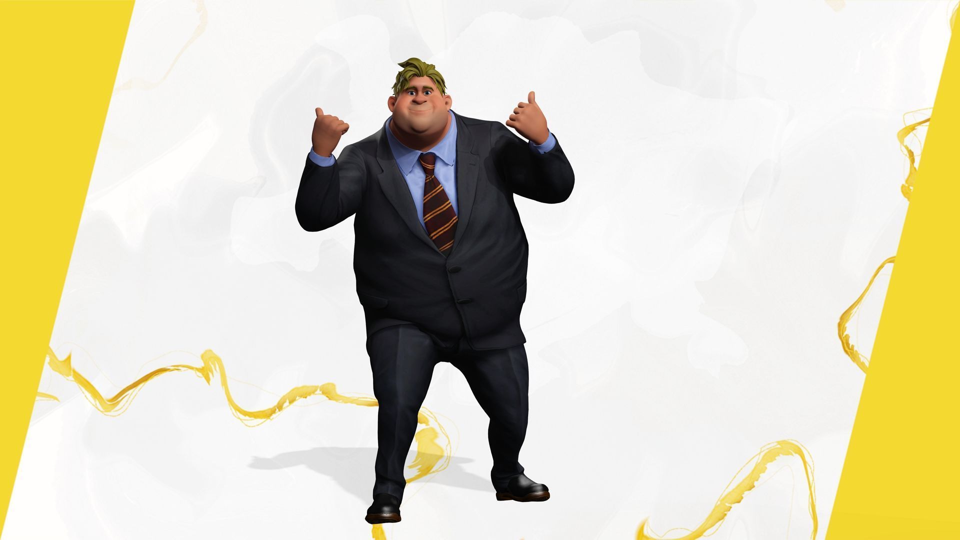 Big Cartoon Professional Businessman in Plus Size Suit 3D Low-poly 3D model_13