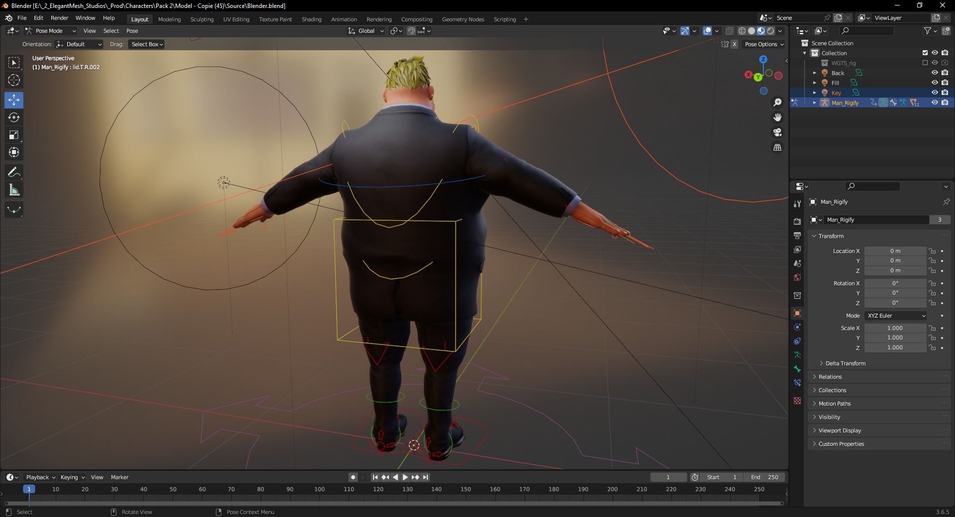 Big Cartoon Professional Businessman in Plus Size Suit 3D Low-poly 3D model_20