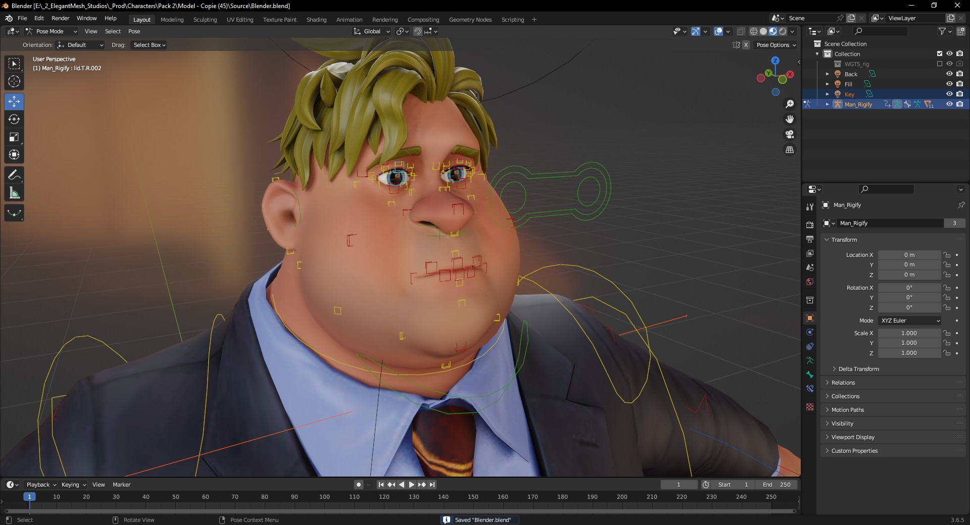 Big Cartoon Professional Businessman in Plus Size Suit 3D Low-poly 3D model_18