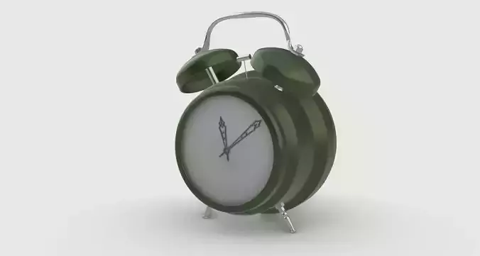 3D vintage green alarm clock