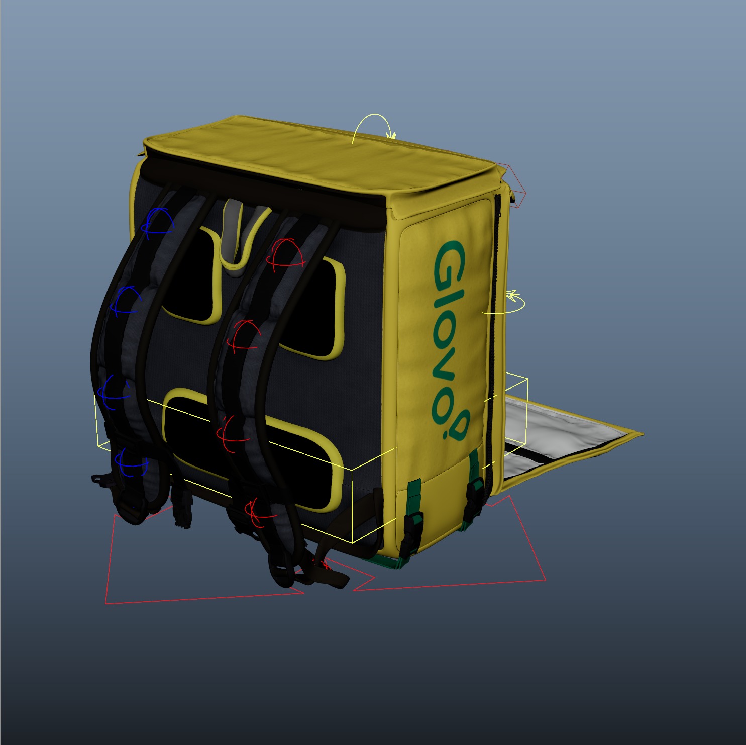 Food Delivery Bag - Glovo Box- PBR Materials - Rigged - Maya 3D model_9