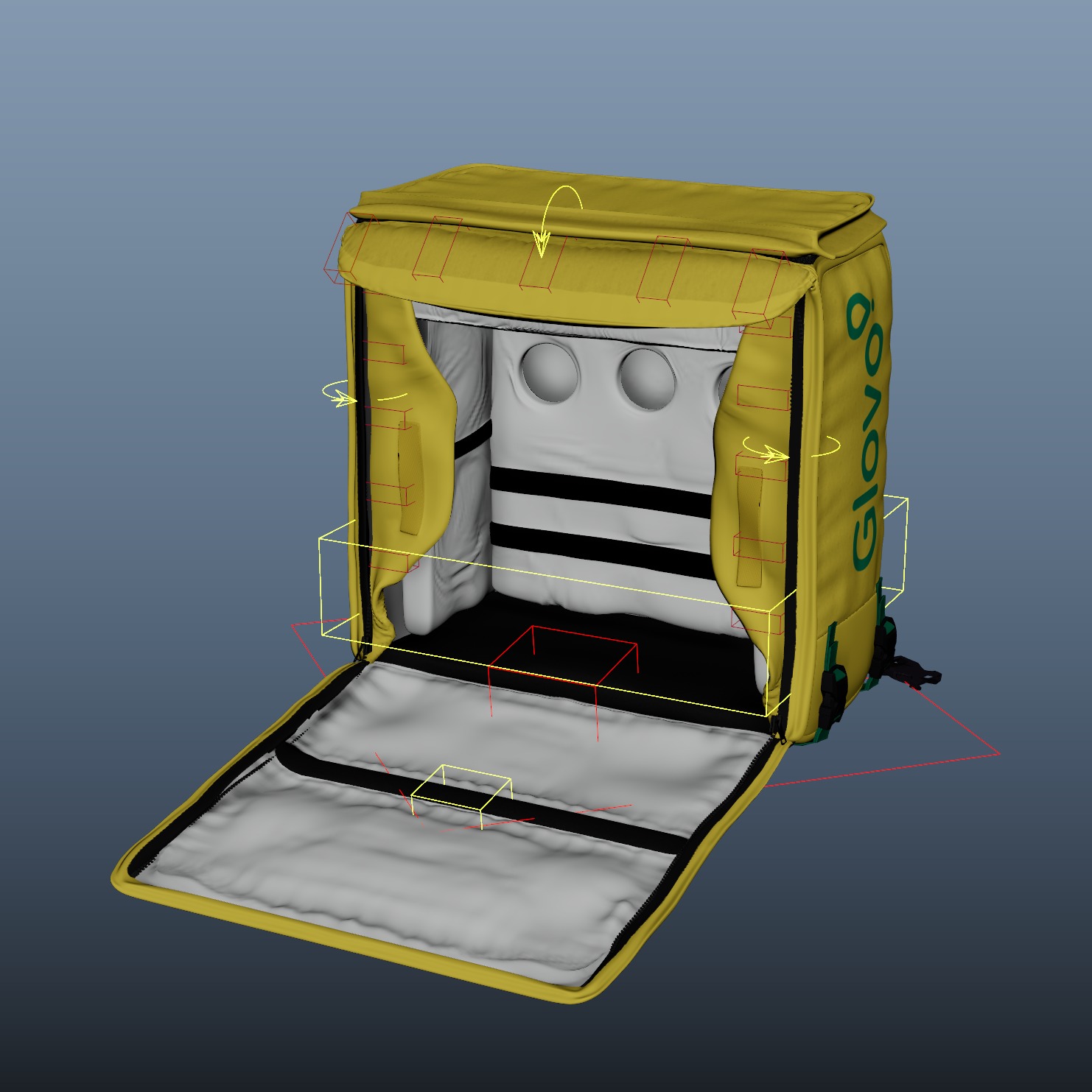 Food Delivery Bag - Glovo Box- PBR Materials - Rigged - Maya 3D model_10