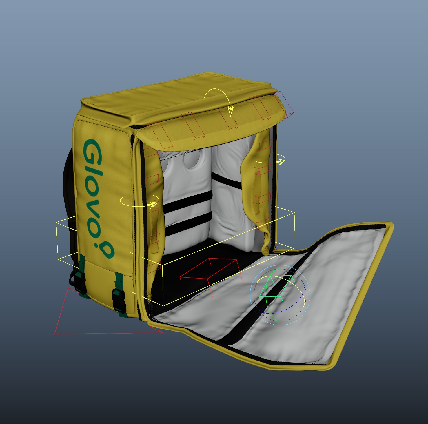 Food Delivery Bag - Glovo Box- PBR Materials - Rigged - Maya 3D model_8