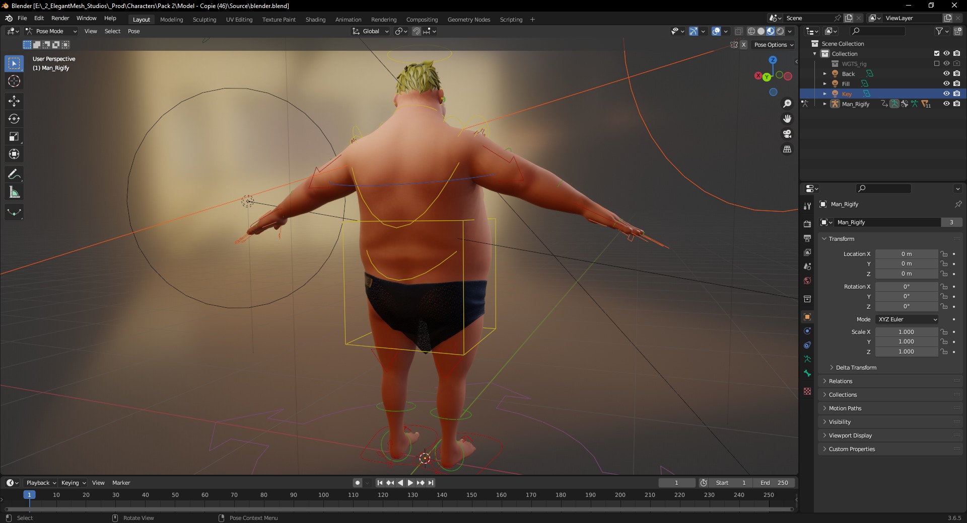Chubby  Stylized Wrestling Warrior Ready for Fight Low-poly 3D model_21
