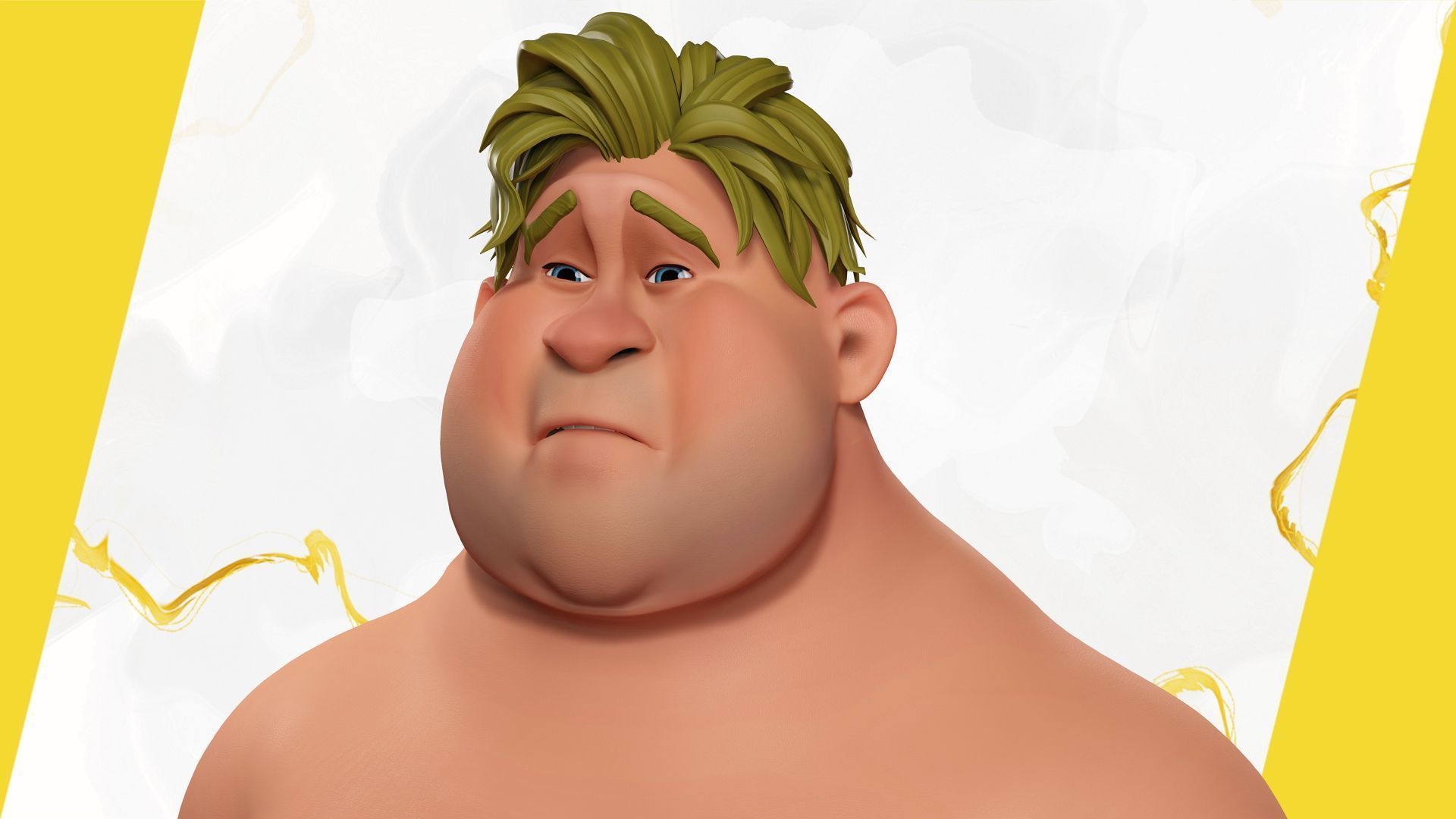 Chubby  Stylized Wrestling Warrior Ready for Fight Low-poly 3D model_17