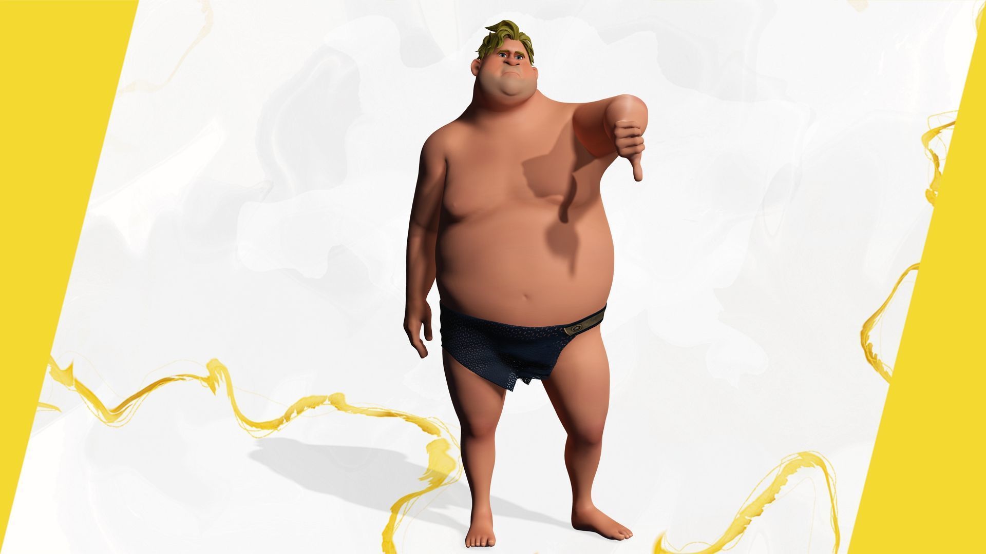 Chubby  Stylized Wrestling Warrior Ready for Fight Low-poly 3D model_12