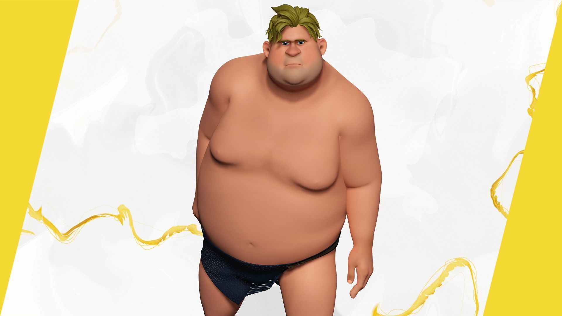 Chubby  Stylized Wrestling Warrior Ready for Fight Low-poly 3D model_13