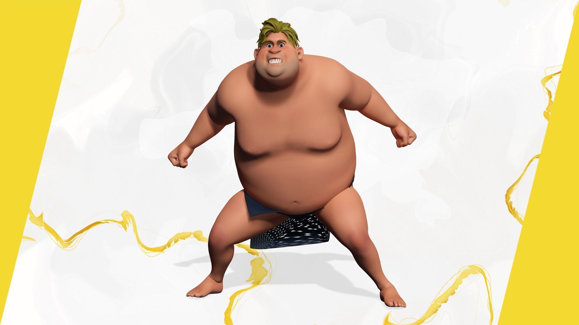 Chubby  Stylized Wrestling Warrior Ready for Fight Low-poly 3D model_16