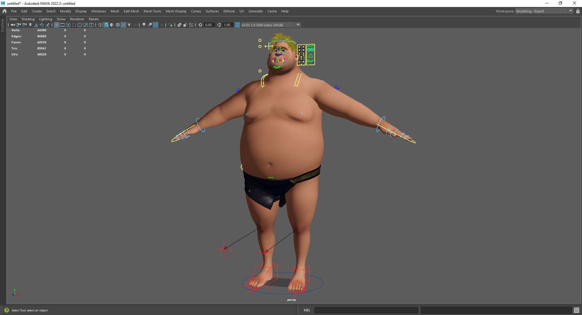 Chubby  Stylized Wrestling Warrior Ready for Fight Low-poly 3D model_23