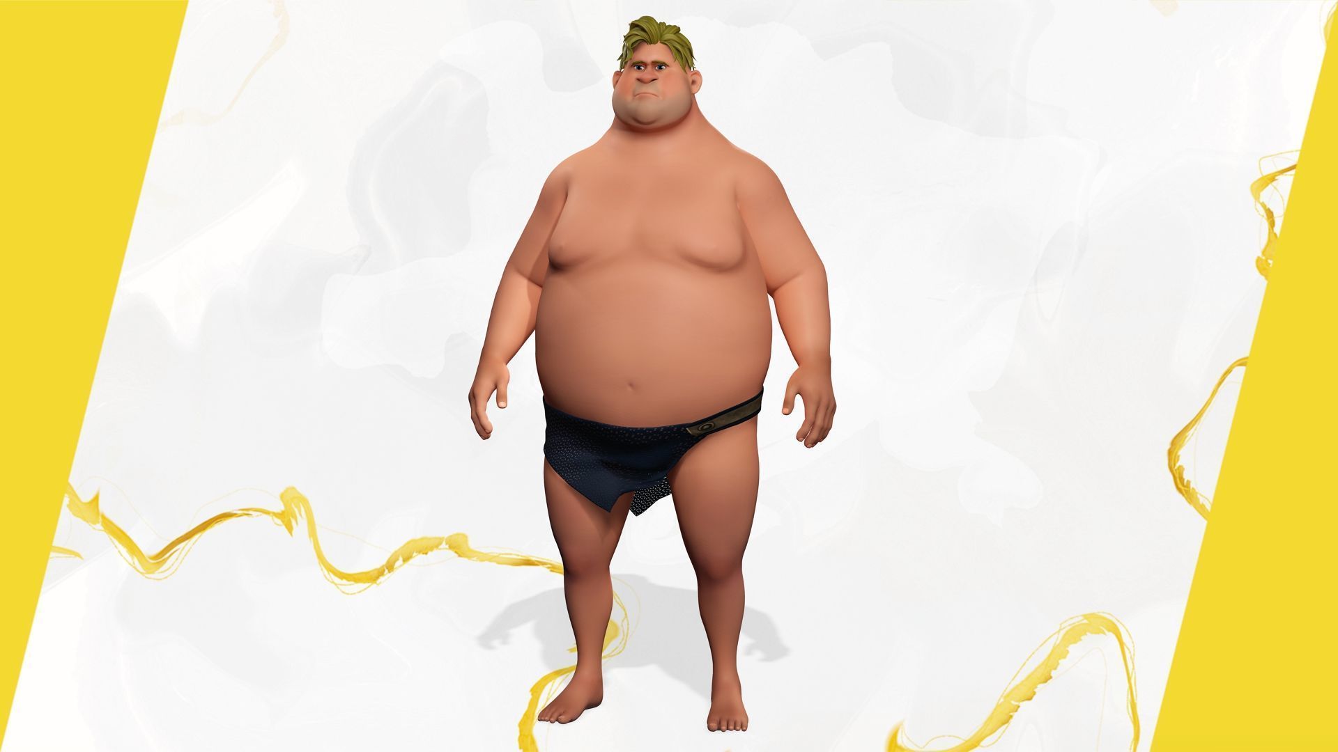 Chubby  Stylized Wrestling Warrior Ready for Fight Low-poly 3D model_11